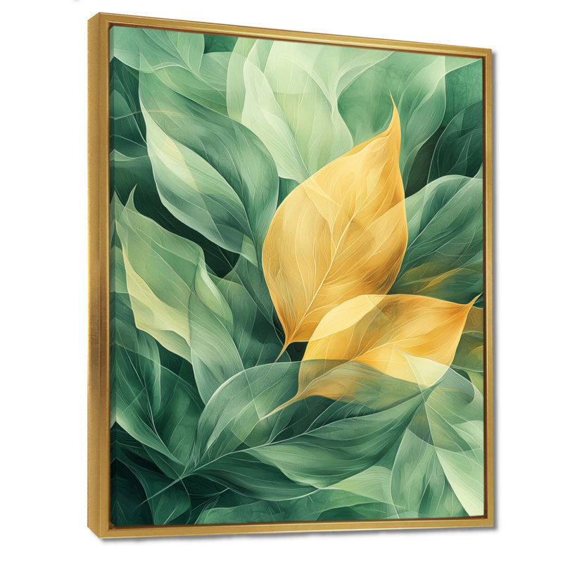 Coleton Tropical Dancing Leaves - Décoration murale feuilles, Impression encadrée, H 20 po x l 12 po, Doré