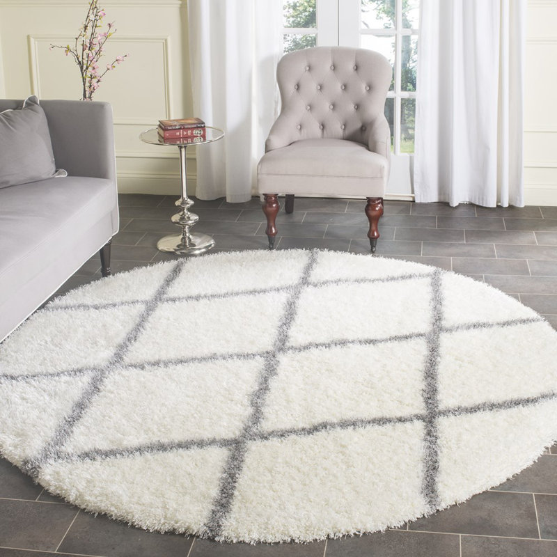 Amhold Shag Performance Geometric Rug, Round 6'7"