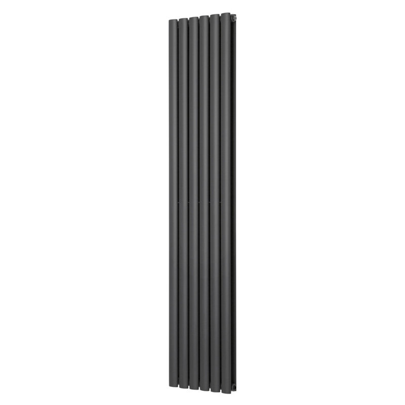 Shoshana Vertical Oval Panel Radiator, 180cm H x 35.4cm W, Normal Black, 1
