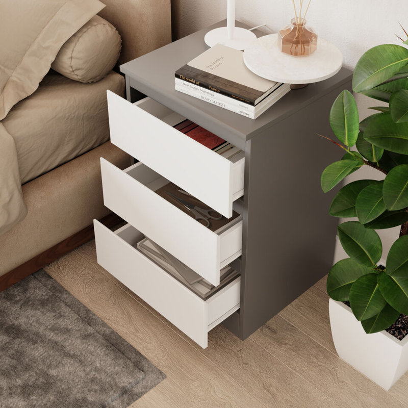 Quanterrius Solid Wood Rectangle Accent Cabinet, Grey/White
