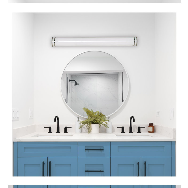  Meuble-lavabo à DEL Olah 27K / 3K / 35K / 4K / 5K, H 5,71 po x l 24,02 po x P 2,83 po, Nickel brossé