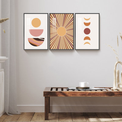 Boho, reproduction d'art encadrée sur toile 3 pièces