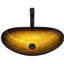 Lavabo vasque de salle de bain artistique, verre trempé doré avec bonde escamotable, lavabos à intégration parfaite, surface de lavage de lavabo 20,88 x 14,1 5,84 pouces,