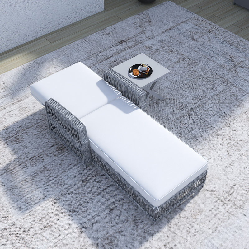 Chaise longue d'extérieur inclinable avec accoudoirs, Beige
