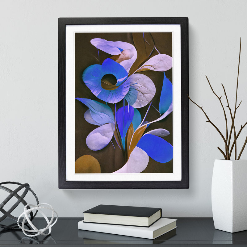 Floral In Abstract No.1 - Single Picture Frame Print, 64cm H x 46cm W, Black