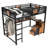 Full Loft Bed With Desk And Non-Woven Fabric Drawers, Metal Loft Bed Frame