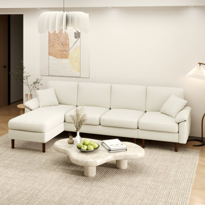Canapé modulaire avec méridienne interchangeable, blanc crème