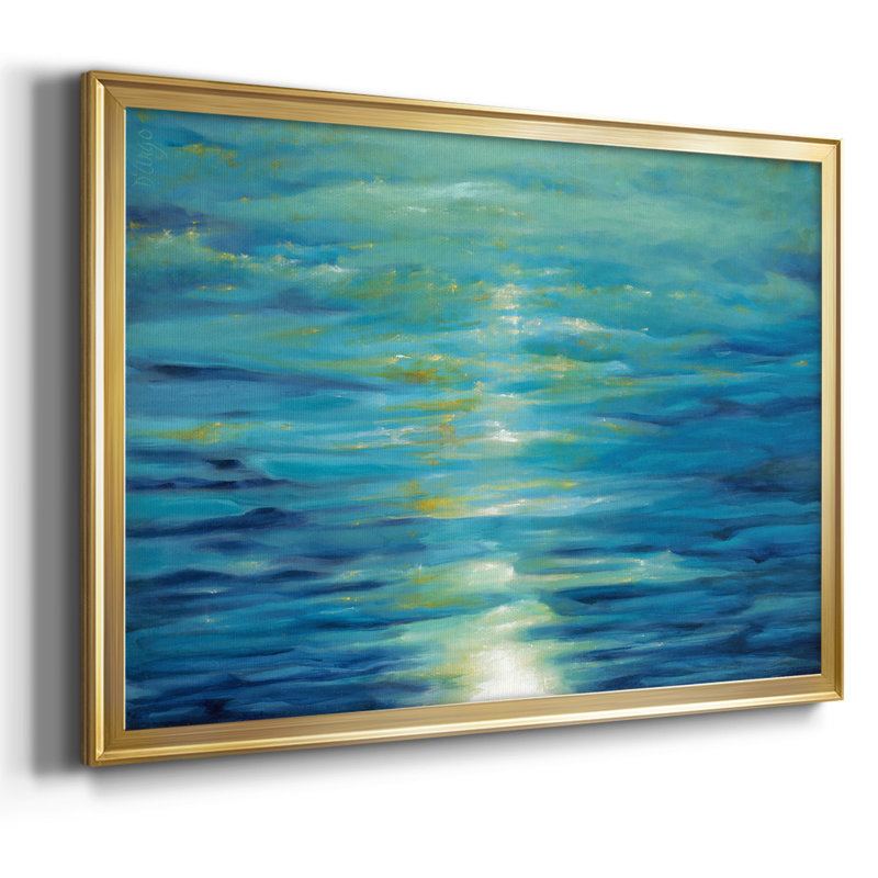 Bleu foncé, Toile encadrée dorée avec coins fermés, H 26 po x l 38 po x P 1,5 po