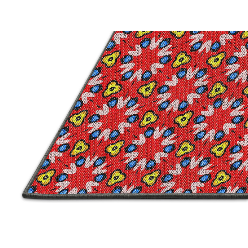 Tapis géométrique rouge / vert, Rectangle 5 pi x 8 pi