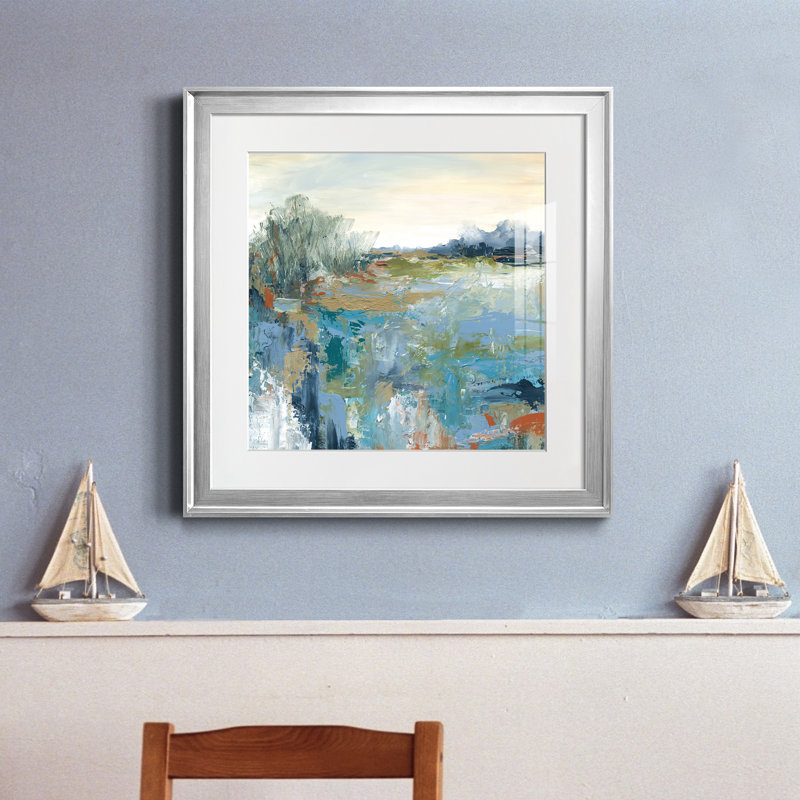 Energetic Earth - peinture encadrée, Papier avec cadre argenté, H 22,5 po x l 22,5 po x P 1,5 po