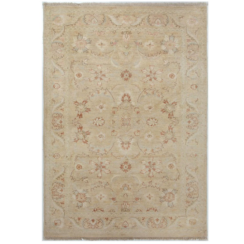 Tapis unique en laine noué à la main beige 4 pi x 6 pi Lueseal