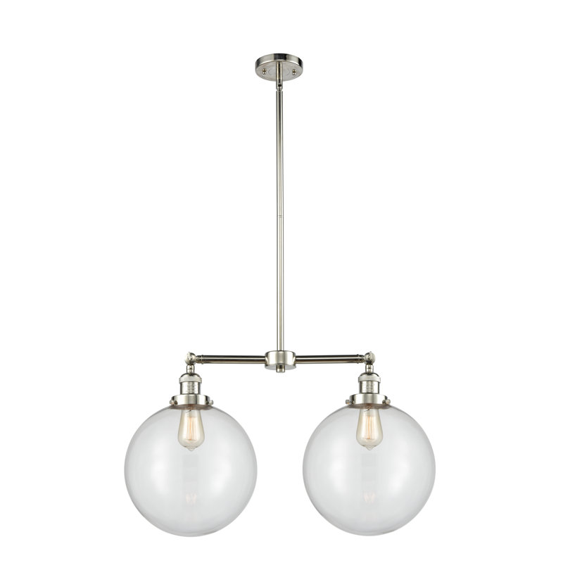 2 - Light Kitchen Island Pendant, Seedy, Polished Nickel