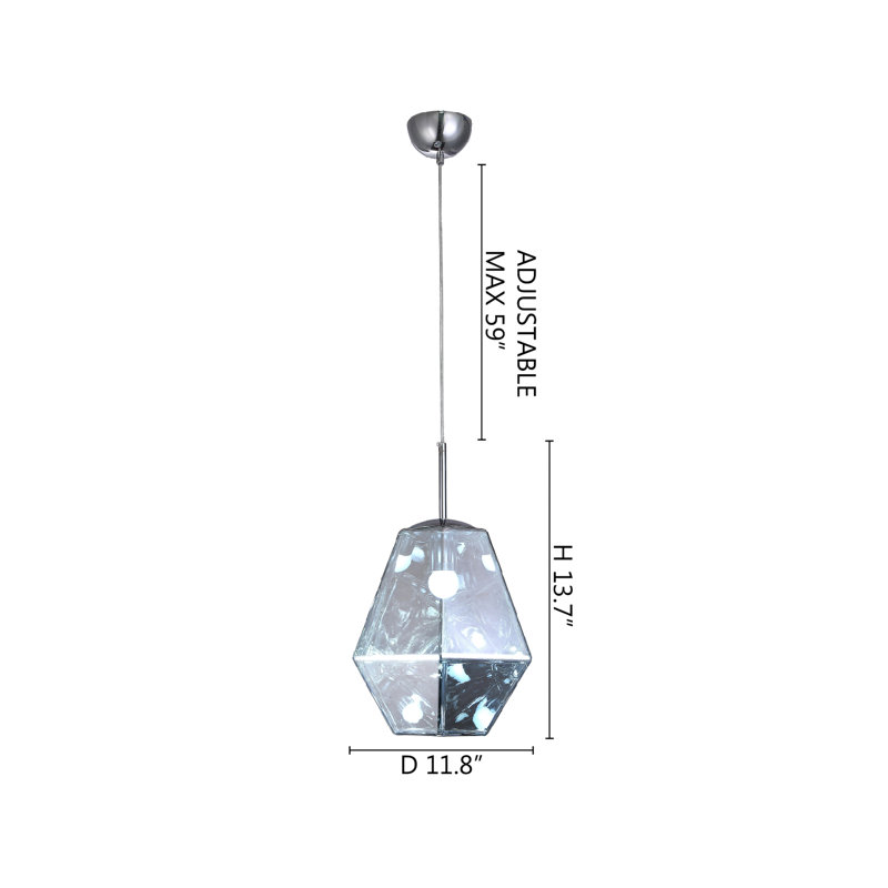 Rodriques 1-Light Chrome Single Geometric Pendant With A Smoke Acrylic Shade