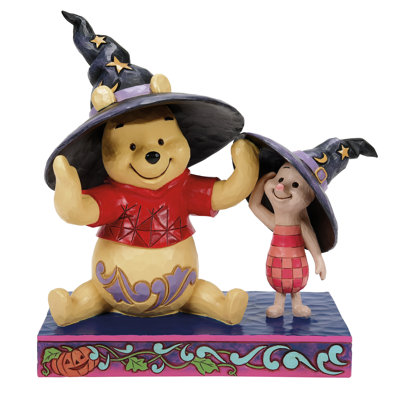 Disney Traditions by Jim Shore Halloween Winnie the Pooh and Piglet Wearing Witch Hats Figurine 6.02 Inch