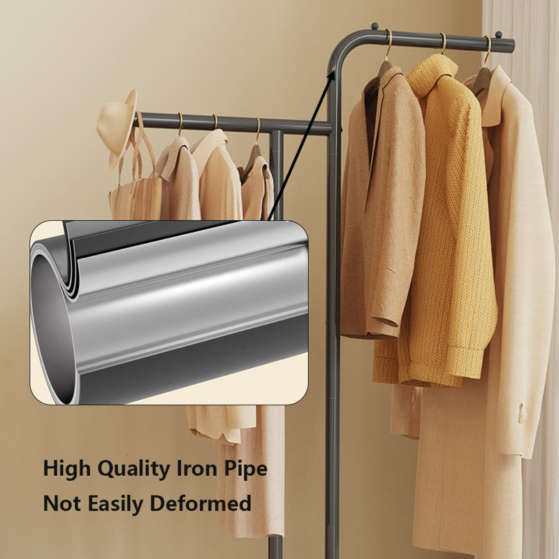 Coat Rack Freestanding With Rock Slab Base, Black