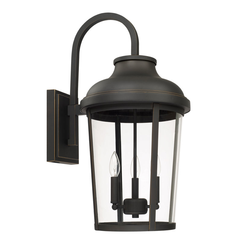 Lanterne murale d’extérieur à câblage électrique h 26,5" 3 ampoules Meurer, 26.5" H x 13" W x 16.75" D, Bronze Huilé