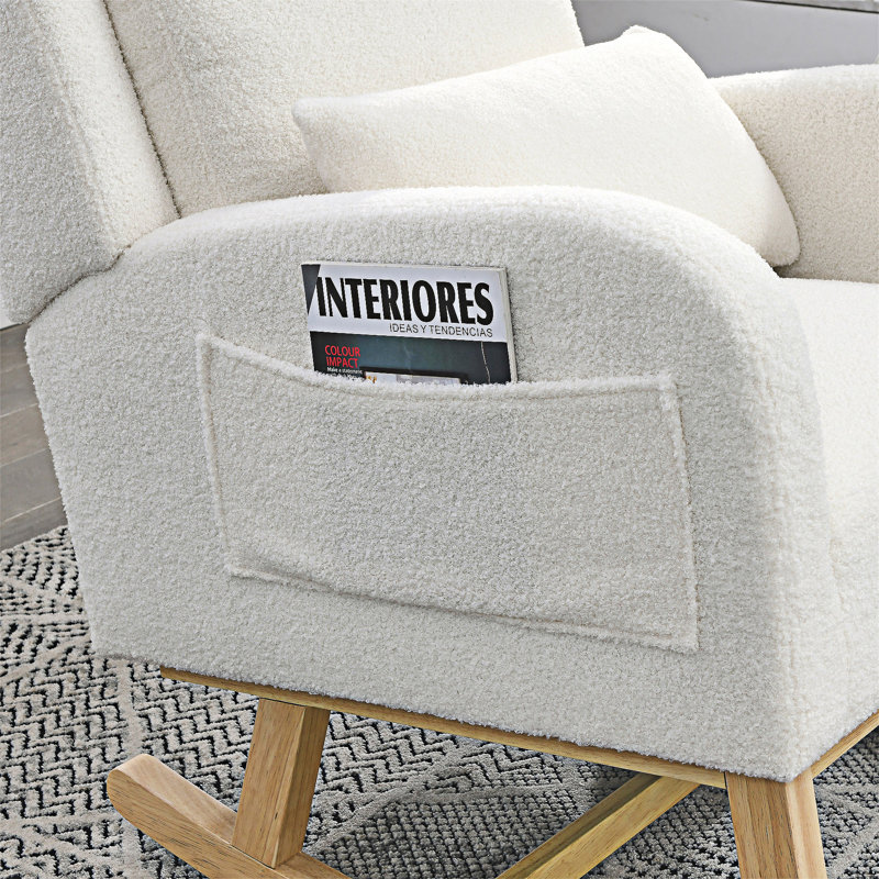 Chaise berçante moderne, Tissu ivoire
