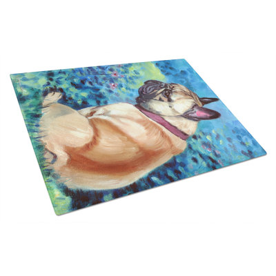 Planche à découper en verre fleurs caroline bouledogue french