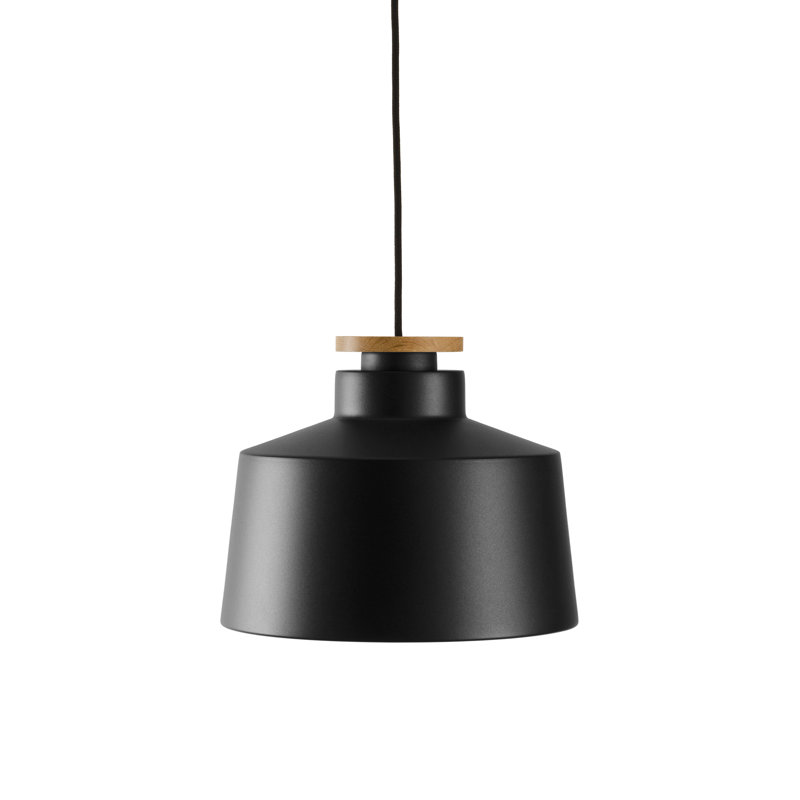 1 - Light Dome Pendant, Flat Black/Nature