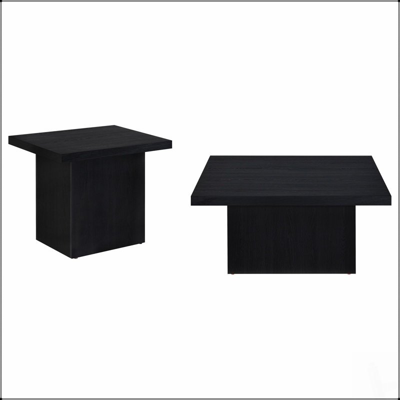 Ensemble de tables basses modernes 2 pièces en noir mat, parfait pour un décor de salon élégant et fonctionnel