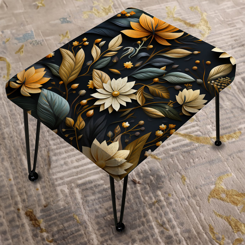 Autumn Minimalist Cottage Flowers - Cottage Rectangle Ottoman