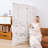 Peony Pattern Room Divider, 3-Panel, Vintage White-833296560-833296561