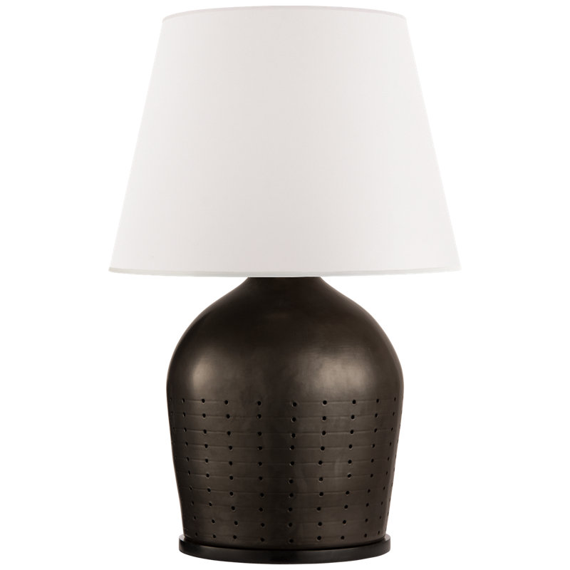 Halifax Table Lamp, Black Porcelain, 36" H x 25" W x 25" D, White Paper