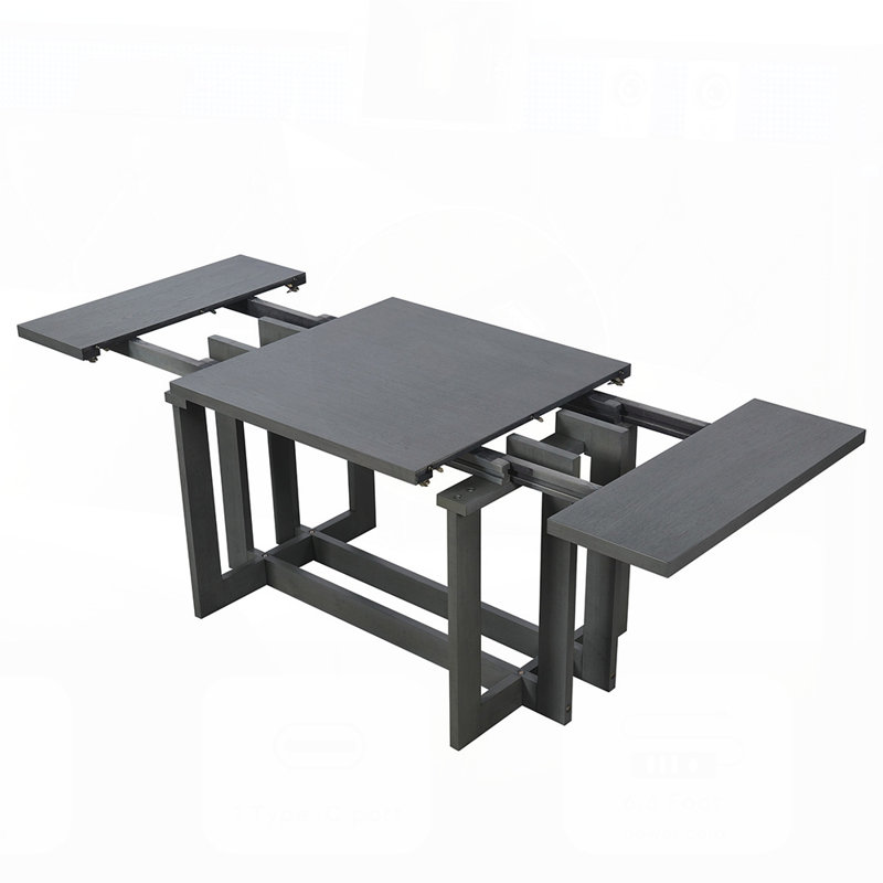 Ensemble de table de salle à manger extensible 82 pièces Rustic, table de cuisine à tréteaux avec 6 chaises rembourrées et 2 rallonges amovibles de 12 po