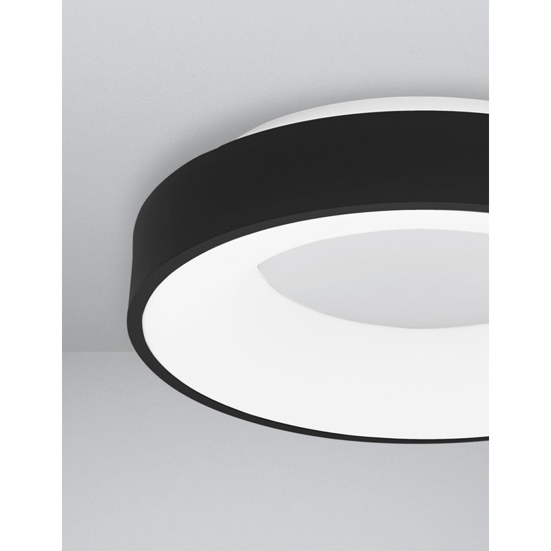LED Flush Mount, Black, 9cm H x 38cm W x 38cm D, 3000K