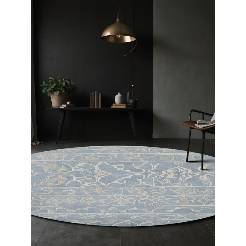 Machine Washable Gray Area Rug, Round 7'