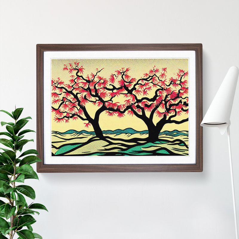 Excellent Trees - Single Picture Frame Painting, 25cm H x 34cm W x 2cm D, Walnut