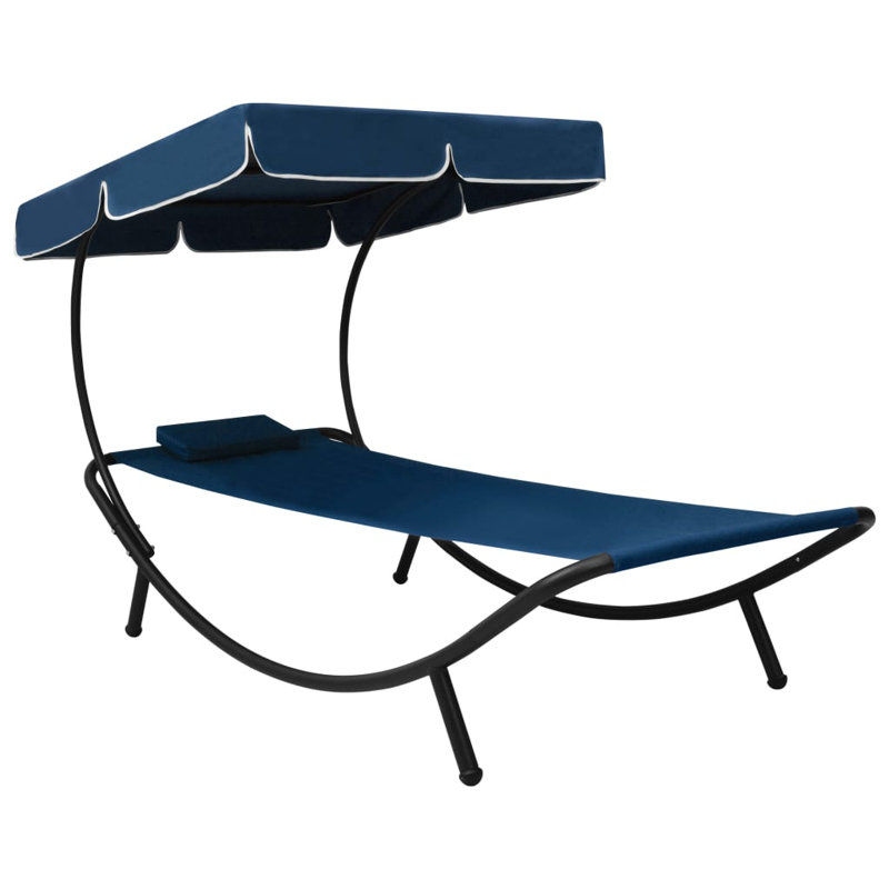 Patio Lounge Bed With Canopy & Pillow, Blue
