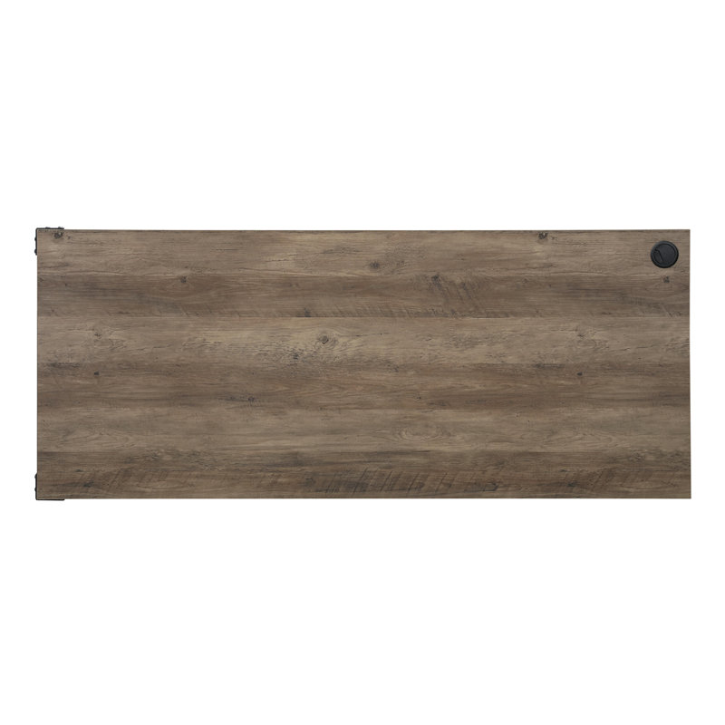 Quatia L-Shaped Executive Desk,Writing Desk, Rustic Oak