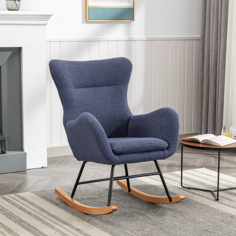 Chaise berçante en métal, Bleu marine