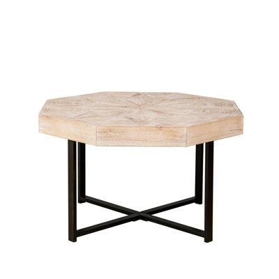 Wood Octagonal Vintage Patchwork Craft Farmhouse Coffee Table For Living Room
