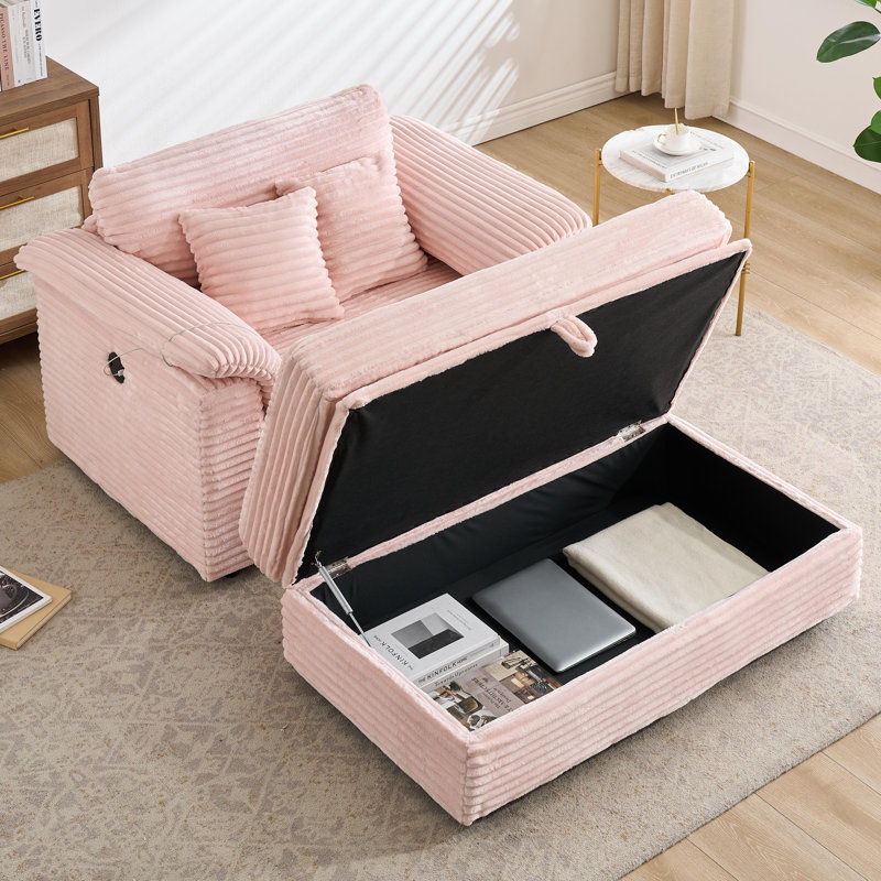 Fauteuil 47,24 po Corduroy, Rose