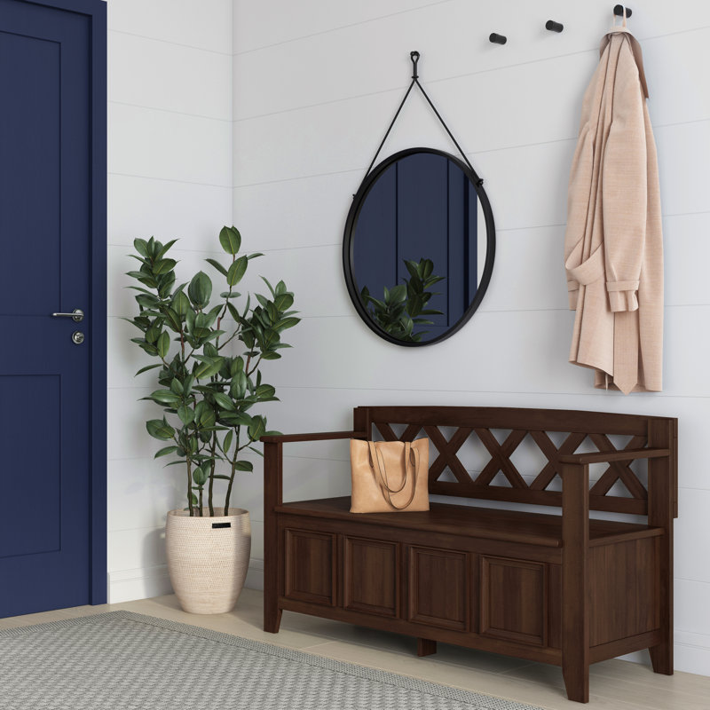 Solid Wood Entryway Storage Bench, Oak