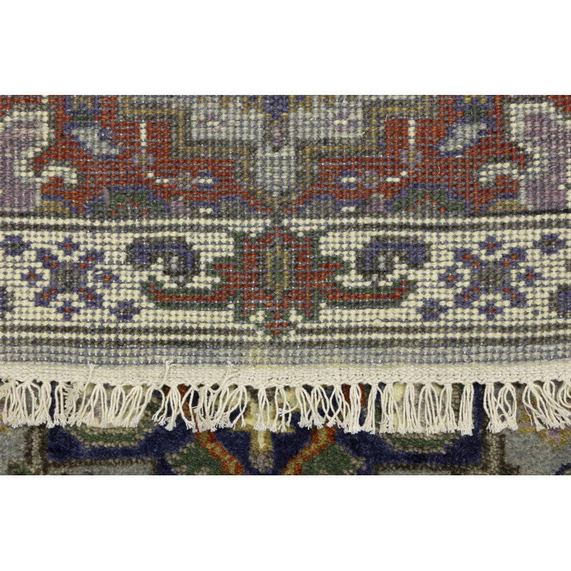 Tapis de couloir gris en laine noué à la main à motif oriental 2 pi 7 po x 10 pi 2 po Shauskee