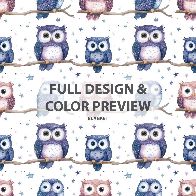 Jeté Pastel Owls III, Purple/White Birds