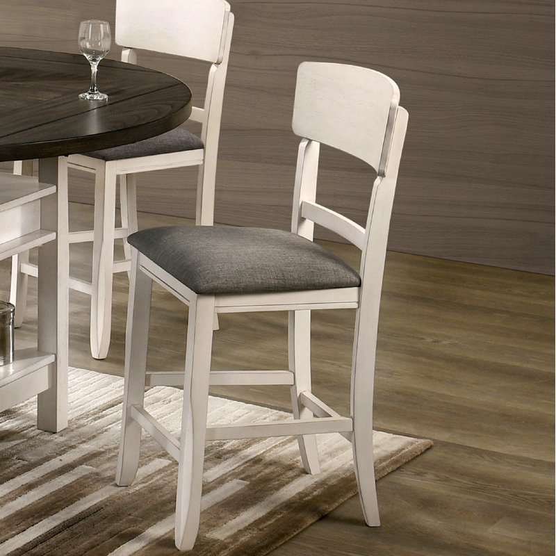 Tabouret de bar rembourré 2 pièces, Siège gris foncé / structure beige
