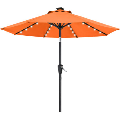Cutshall Market Umbrella with Solar LED Lights, Tilt and Crank Lift