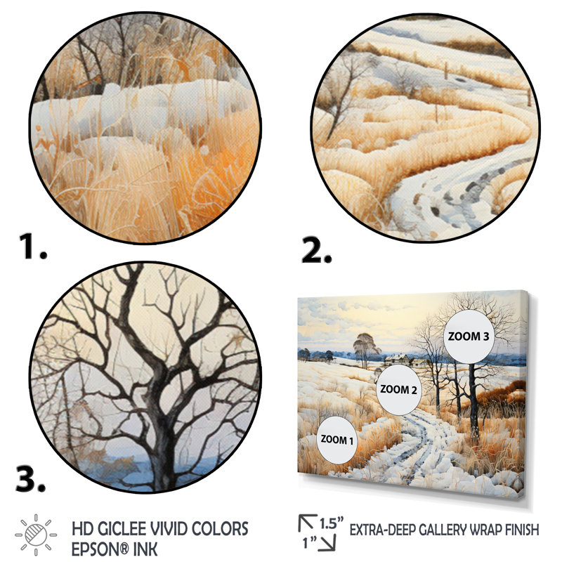 «Countryside Snowy Minimalisme Winter VI», reproduction sur toile, Rectangle de 5 pi x 8 pi, Toile tendue