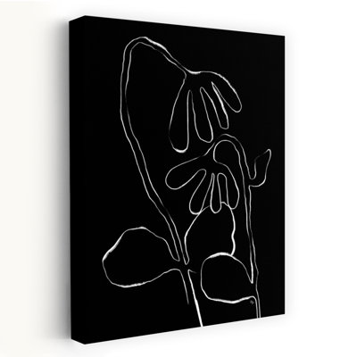 Abstract Floral Outline Abstract Contemporary Violet Flower Wall Art Print