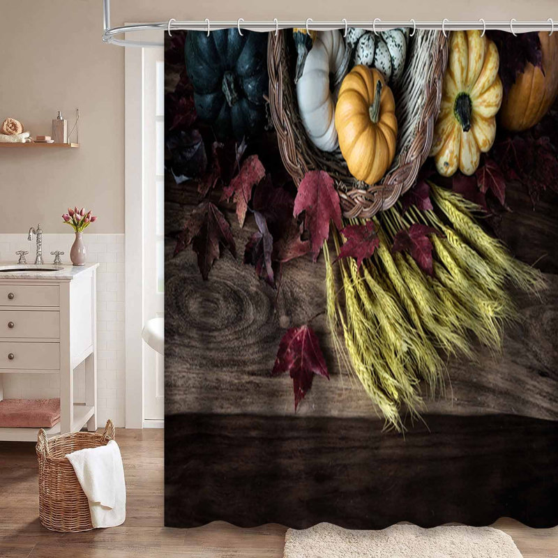 Rideau de douche orange imperméable, rideaux de douche pour la salle de bain avec 12 crochets, L 72 po x l 72 po