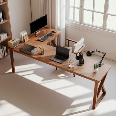 Simple Pine Solid Wood L - shaped Desk by Hokku Designs
