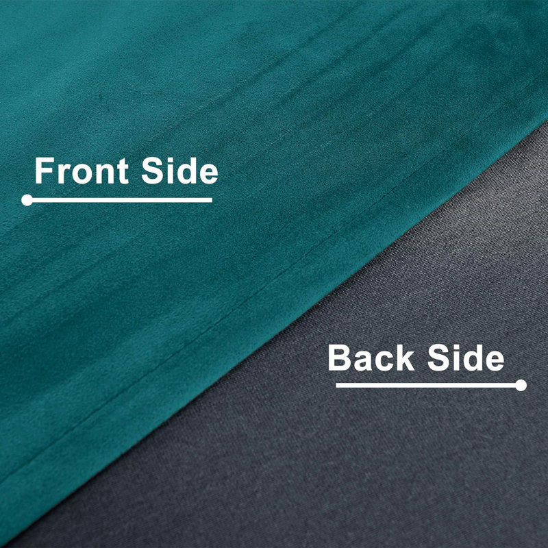 Rithvika Velvet Solid Color Noise Reducing Blackout Grommet Curtain Panels for Home & Office, 52" W x 120" L, Peacock Blue