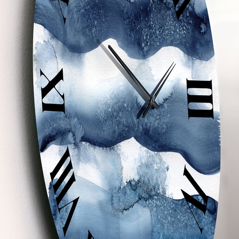 Abstrait bleu classique abstrait - horloge murale moderne, Petit