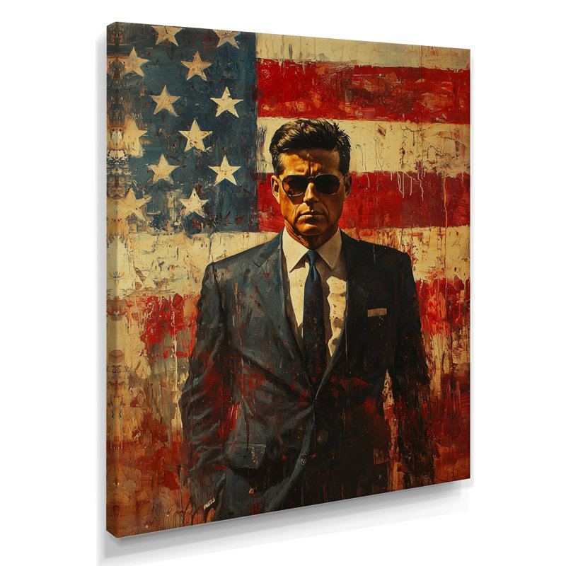  Jfk President On The Usa Flag II - États-Unis, art mural, H 44 po x l 34 po, Toile tendue, Ne s’applique pas