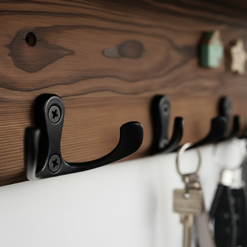 Musical Note Key Holder Wall Mount with Shelf & 4 Hooks