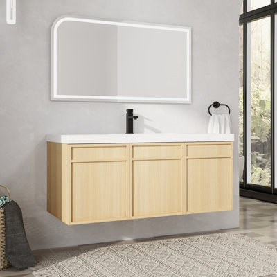 48" Wall Mounted Single Bathroom Vanity with Resin Top